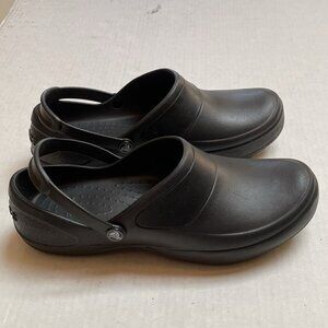 Crocs Mercy Womens 10 Slip Resistant Work Clogs Black Slip On Closed Toe Casual